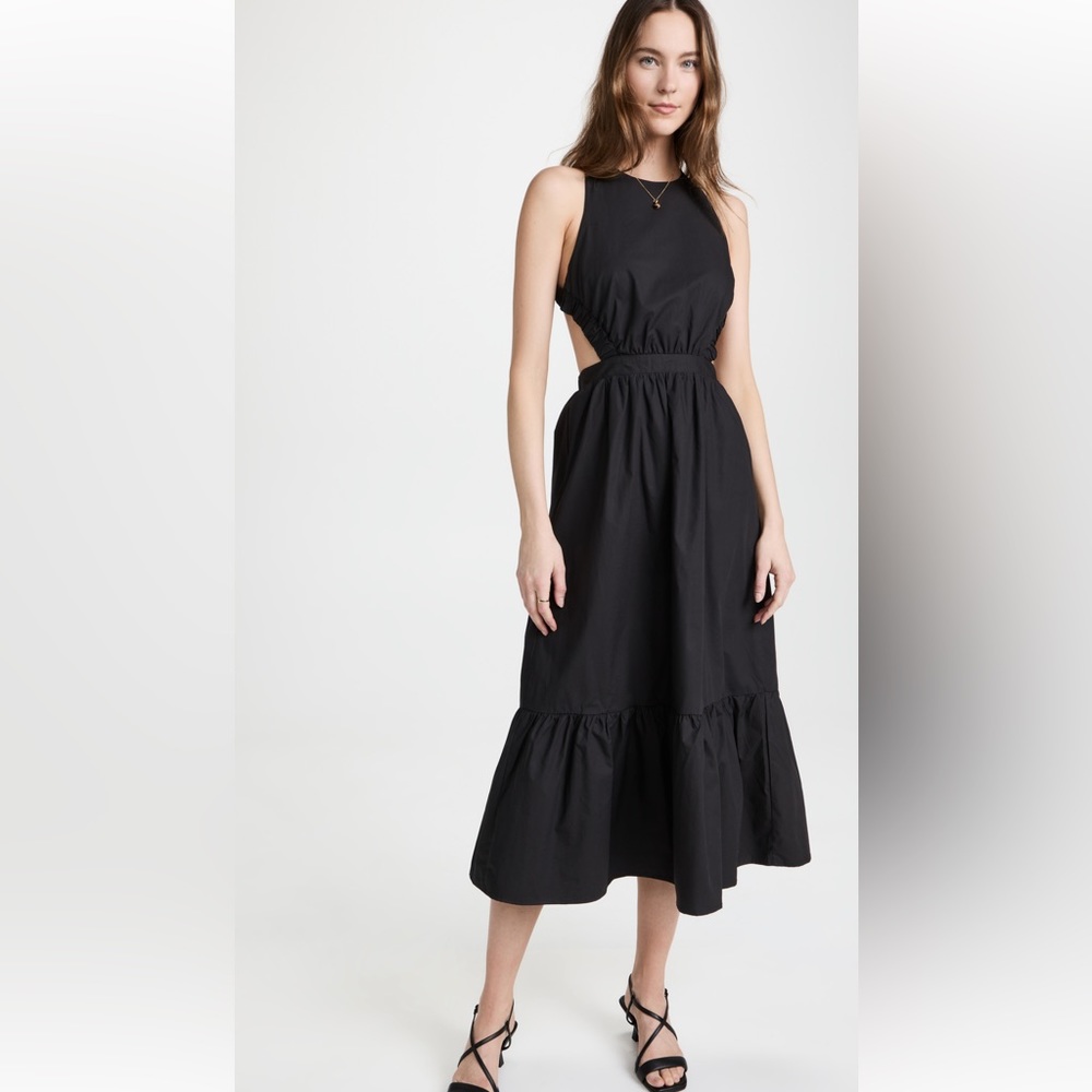 English factory black sleeveless midi dress